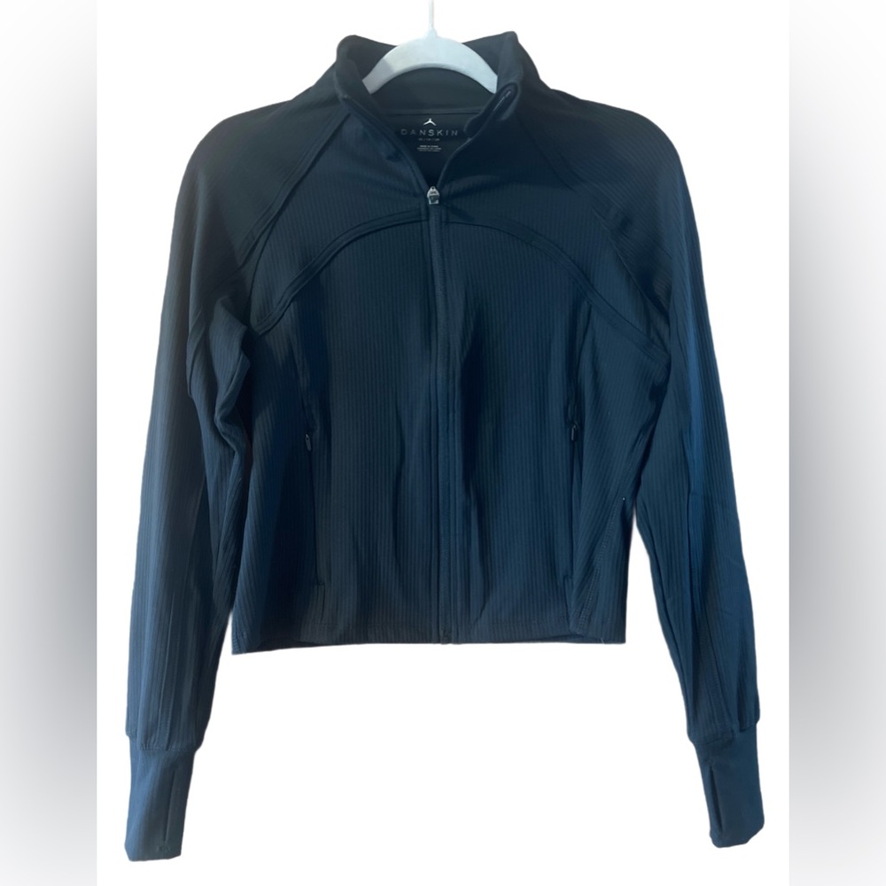 🌸 Danskin Full Zip Athletic Jacket, Black, Ribbed, Size Women’s XS